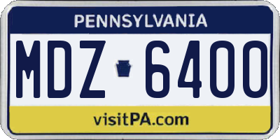 PA license plate MDZ6400