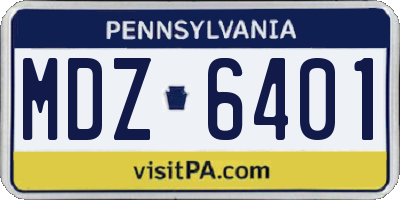 PA license plate MDZ6401