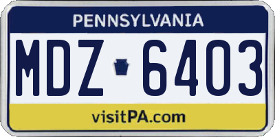 PA license plate MDZ6403