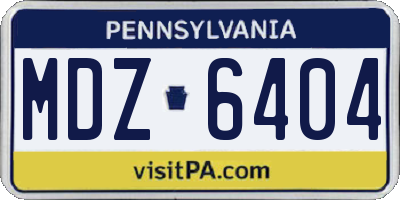 PA license plate MDZ6404