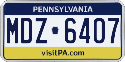 PA license plate MDZ6407