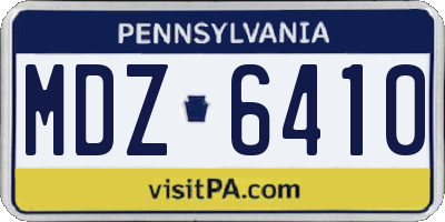 PA license plate MDZ6410