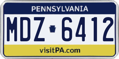 PA license plate MDZ6412