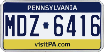 PA license plate MDZ6416
