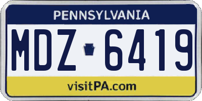PA license plate MDZ6419