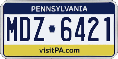 PA license plate MDZ6421