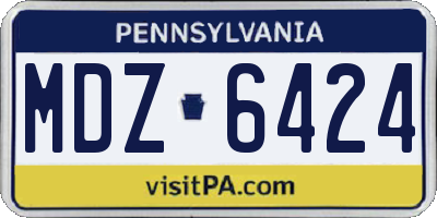 PA license plate MDZ6424