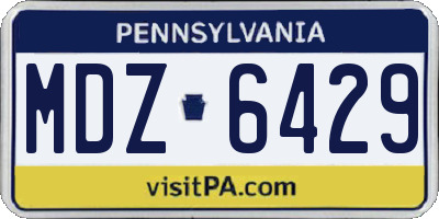 PA license plate MDZ6429
