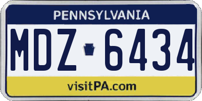 PA license plate MDZ6434