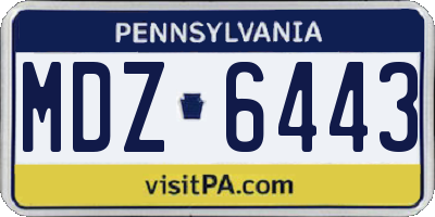 PA license plate MDZ6443