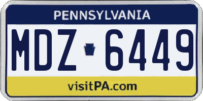 PA license plate MDZ6449