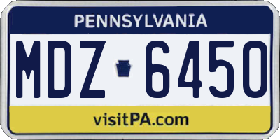 PA license plate MDZ6450