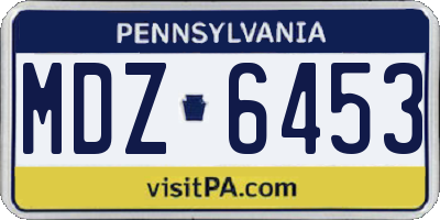 PA license plate MDZ6453