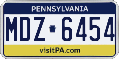 PA license plate MDZ6454