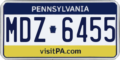 PA license plate MDZ6455
