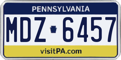 PA license plate MDZ6457