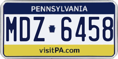 PA license plate MDZ6458