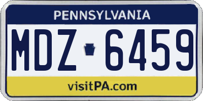 PA license plate MDZ6459