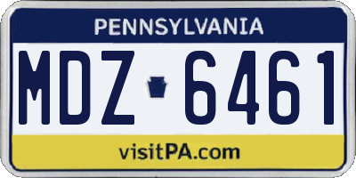 PA license plate MDZ6461