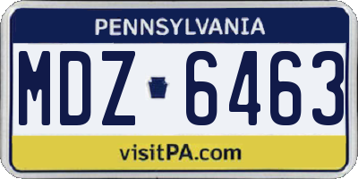 PA license plate MDZ6463