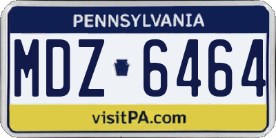 PA license plate MDZ6464