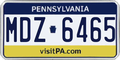 PA license plate MDZ6465