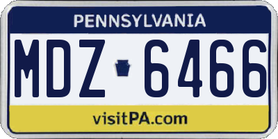 PA license plate MDZ6466