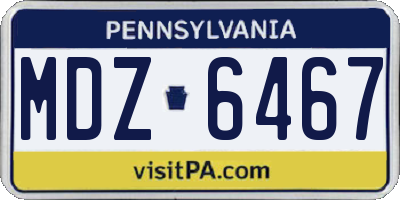 PA license plate MDZ6467