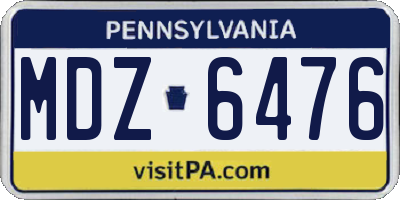 PA license plate MDZ6476