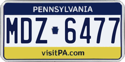 PA license plate MDZ6477