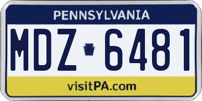 PA license plate MDZ6481