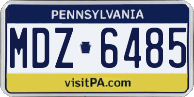 PA license plate MDZ6485