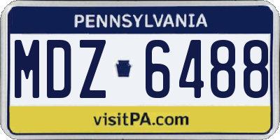 PA license plate MDZ6488