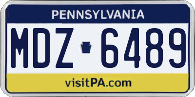 PA license plate MDZ6489