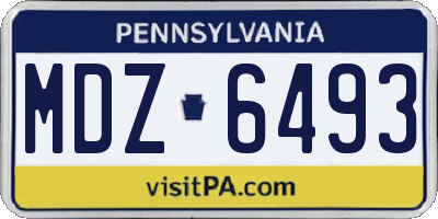 PA license plate MDZ6493