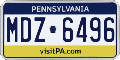 PA license plate MDZ6496