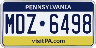 PA license plate MDZ6498