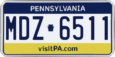 PA license plate MDZ6511