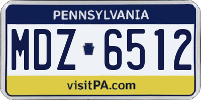 PA license plate MDZ6512