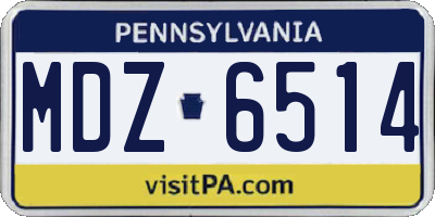 PA license plate MDZ6514