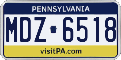 PA license plate MDZ6518