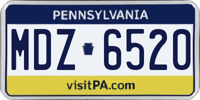 PA license plate MDZ6520