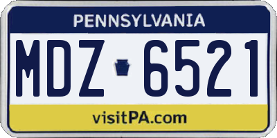 PA license plate MDZ6521