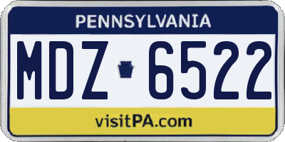 PA license plate MDZ6522