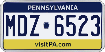 PA license plate MDZ6523