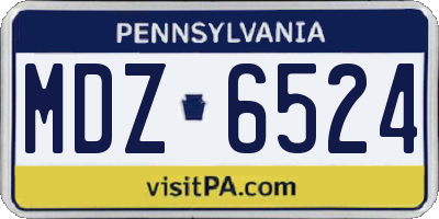 PA license plate MDZ6524