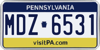 PA license plate MDZ6531
