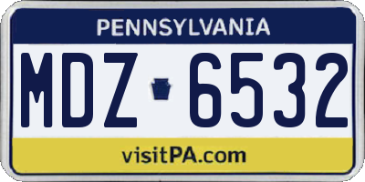 PA license plate MDZ6532