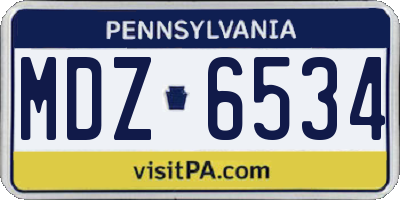PA license plate MDZ6534
