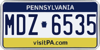 PA license plate MDZ6535